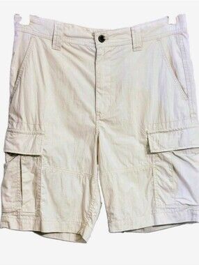 Men's Chaps Cargo Utility Shorts Cream Size 33 Outdoors Hiking Vacation Summer